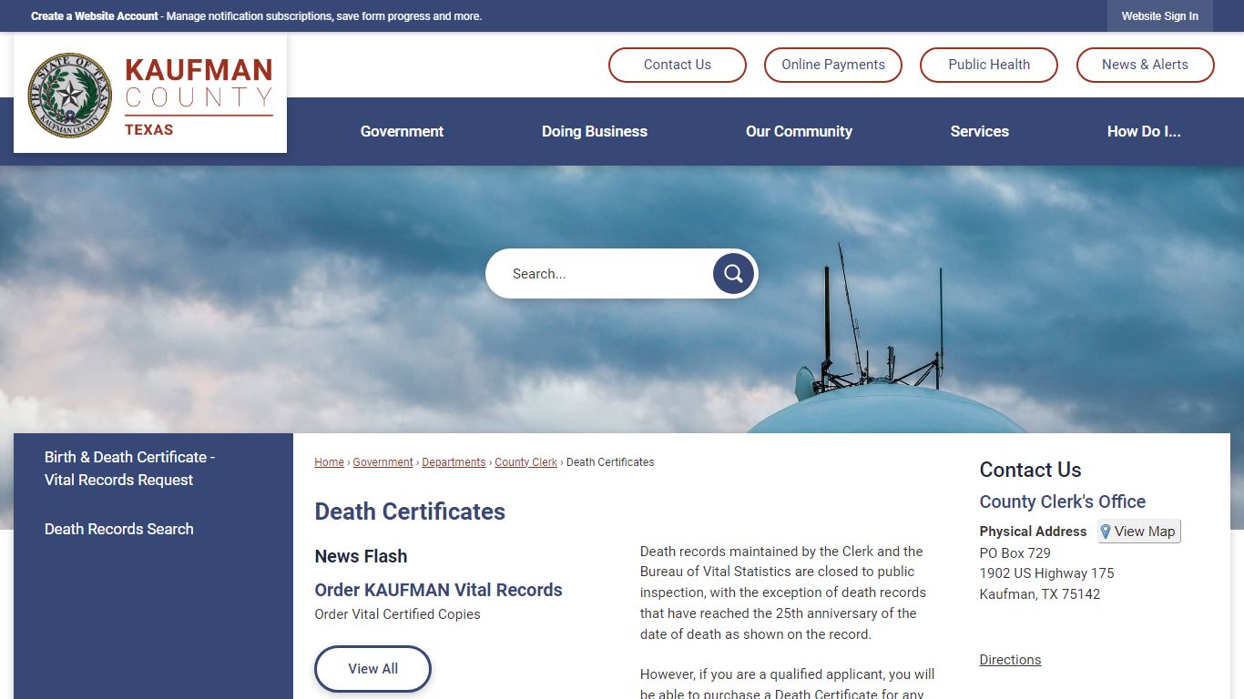 Death Certificates | Kaufman County, TX