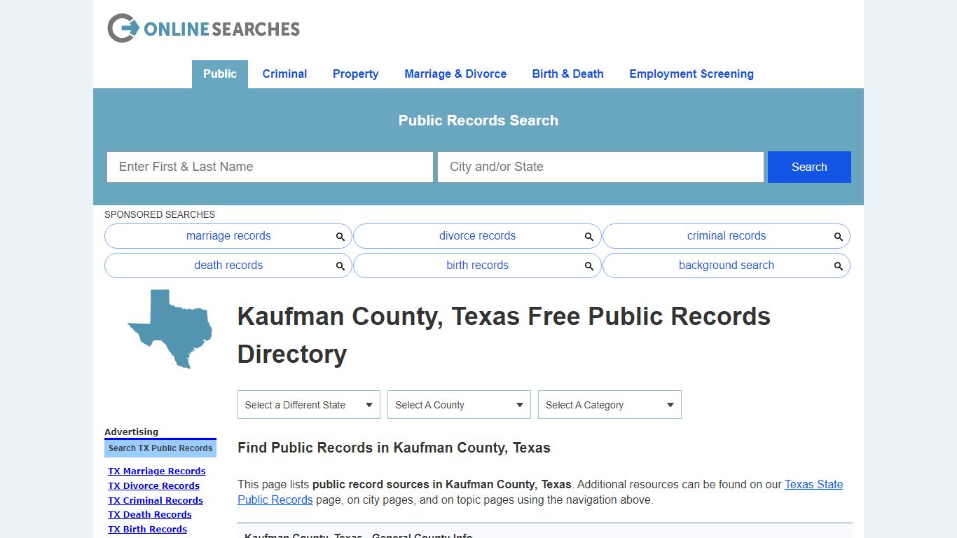 Kaufman County, Texas Public Records Directory - OnlineSearches.com